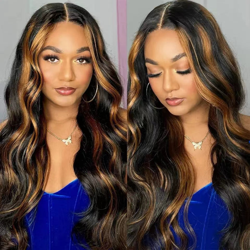 1B/30 Highlight New Tech Upgrade Glueless 360 HD Lace Wigs With Invisi-Strap Snug Fit Pre Plucked Lace Parting Anywhere