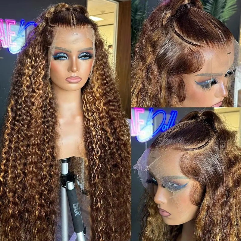 P4/27 Highlight Wigs Glueless 360 Wig With Invisi-Strap Snug Fit Bleached Knots HD Lace Wigs