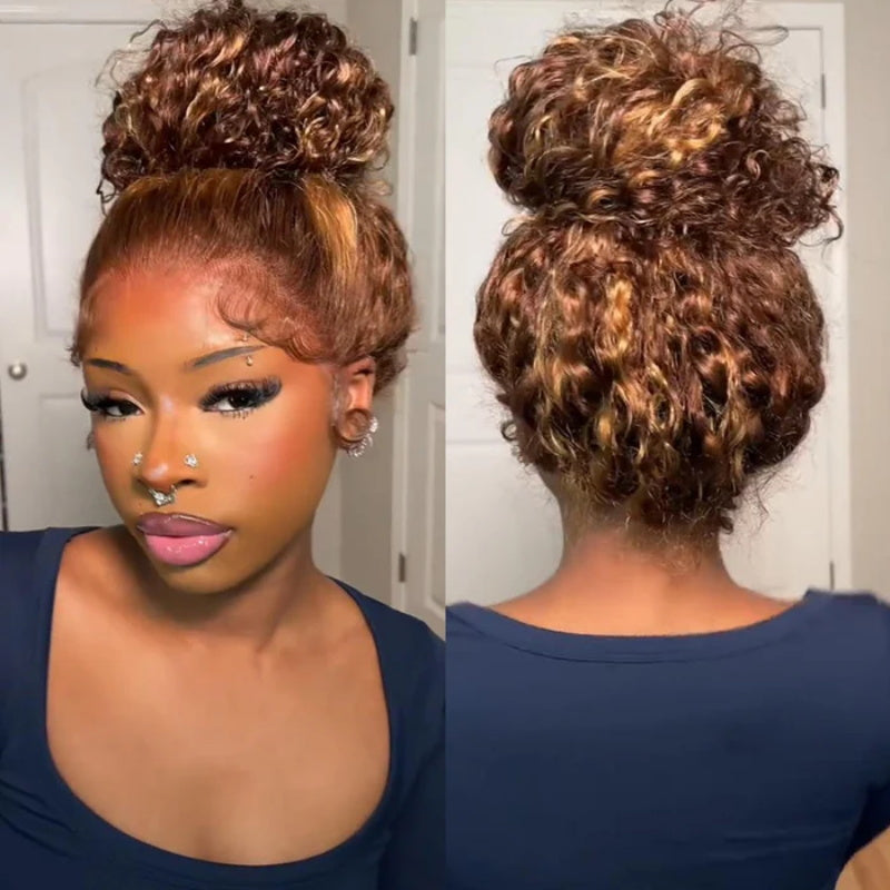 P4/27 Highlight Wigs Glueless 360 Wig With Invisi-Strap Snug Fit Bleached Knots HD Lace Wigs