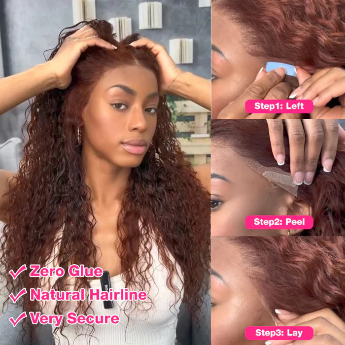 Pre-All Everything Lace Wig Reddish Brown Colored Wigs Pre Cut Pre Bleached HD Lace Wigs Invisible Knots Put On And Go