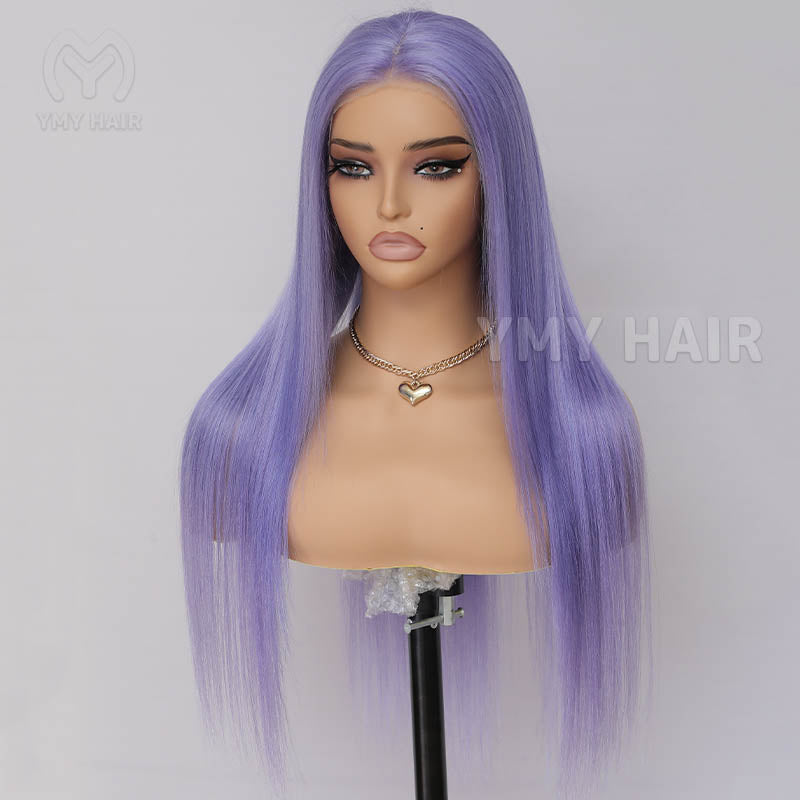 Purple color hd lace straight wig