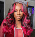 lace front wig red skunk stripe hair