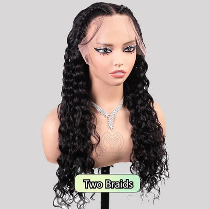 Pre Styled Pre Braided Wig Glueless 13x4 HD Lace Front Human Hair Wig Pre Plucked Natural Hairline