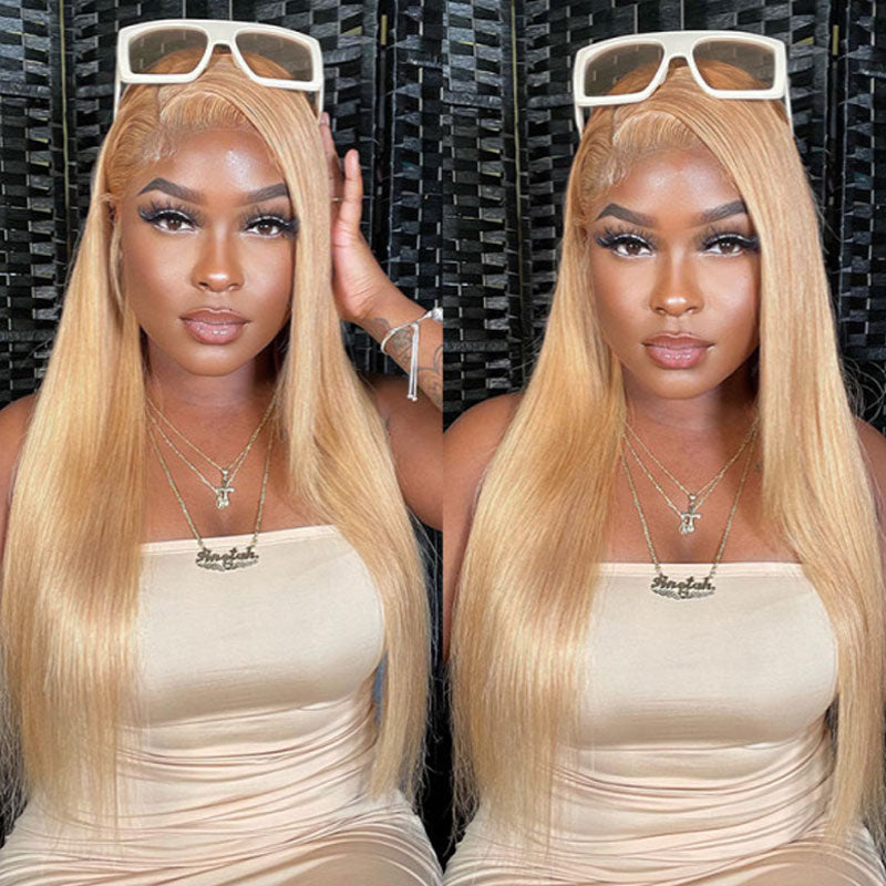 blonde colored lace front wig