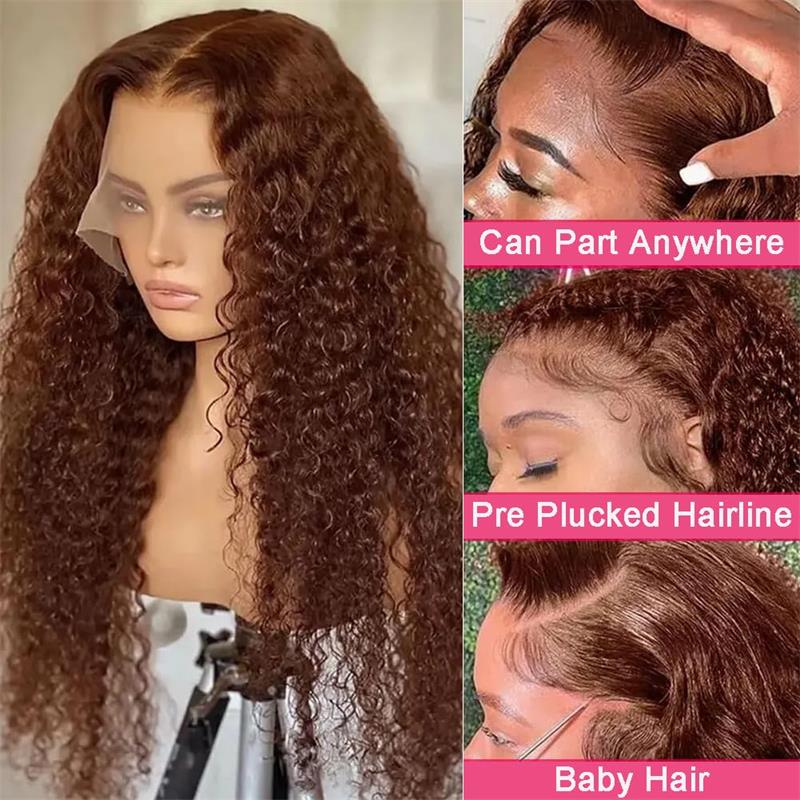 YMY Hair Chocolate Brown Lace Front Wig 13x6 Deep Wave Lace Frontal Wigs Human Hair 180% Density
