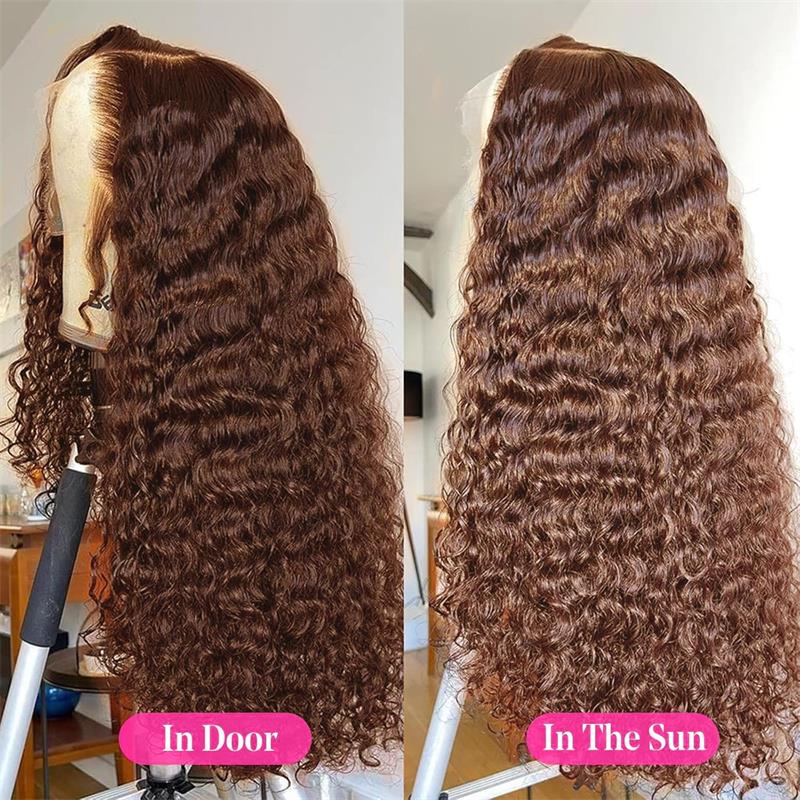 YMY Hair Chocolate Brown Lace Front Wig 13x6 Deep Wave Lace Frontal Wigs Human Hair 180% Density