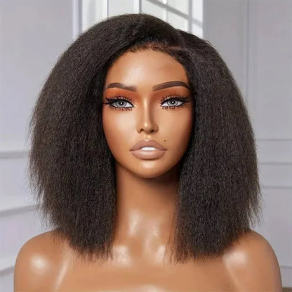 Yaki Straight ByeBye Knots Wig Pre Cut 8x5 Glueless Short Bob Wigs with Invisible Knots
