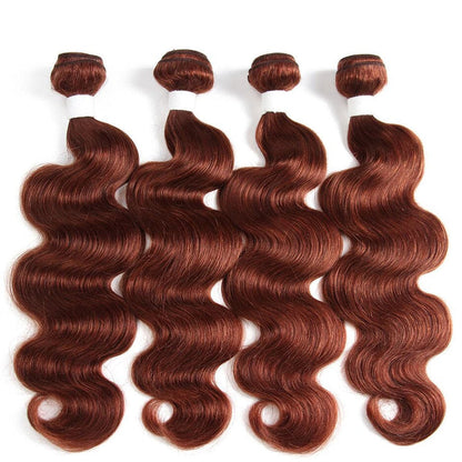 Reddish Brown Body Wave Human Hair Weave 4 Bundles 33B Color Hair