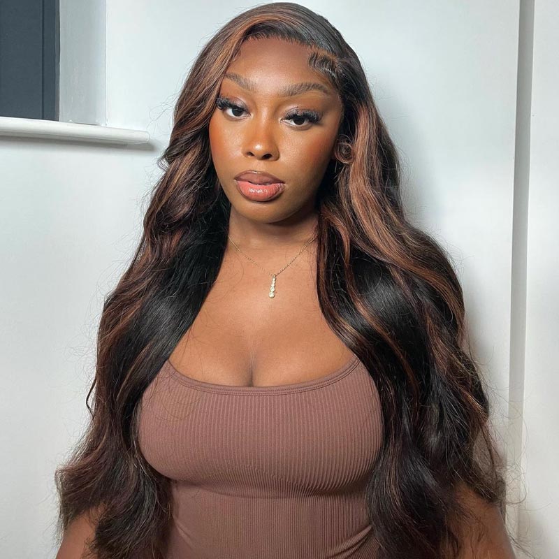 body wave glueless highlights hd lace closure wig