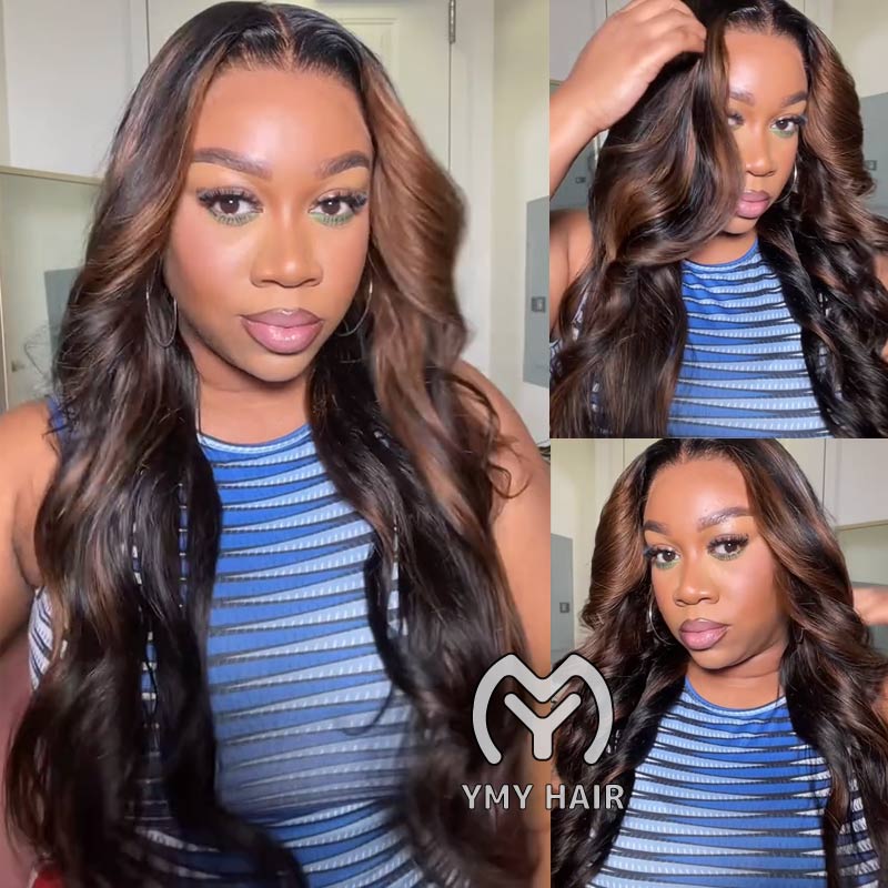 body wave glueless highlight hd lace closure wig
