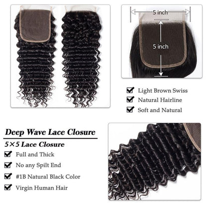  Deep Wave Hair HD Lace Closure
