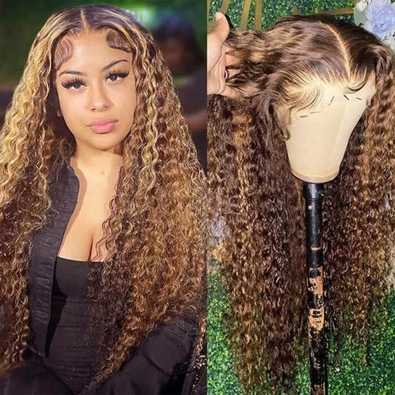 brown hair blonde highlights hd lace closure wig