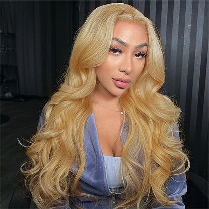 honey blonde body wave glueless hd lace closure wigs