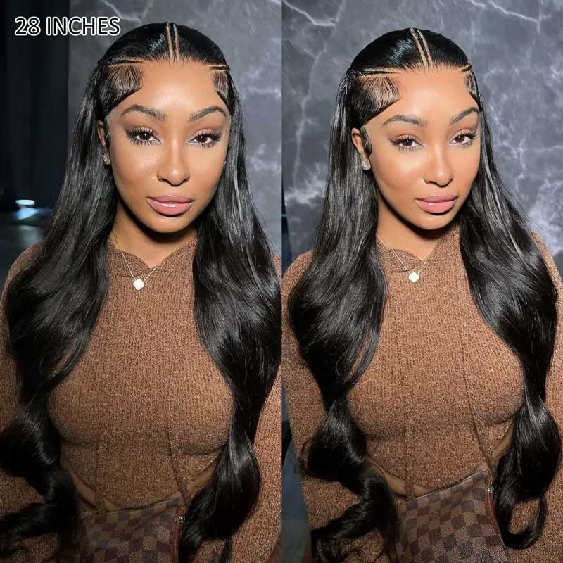 Pre Braided Wig Straight Glueless 13x6 HD Lace Front Wigs Human Hair Bleached Knots