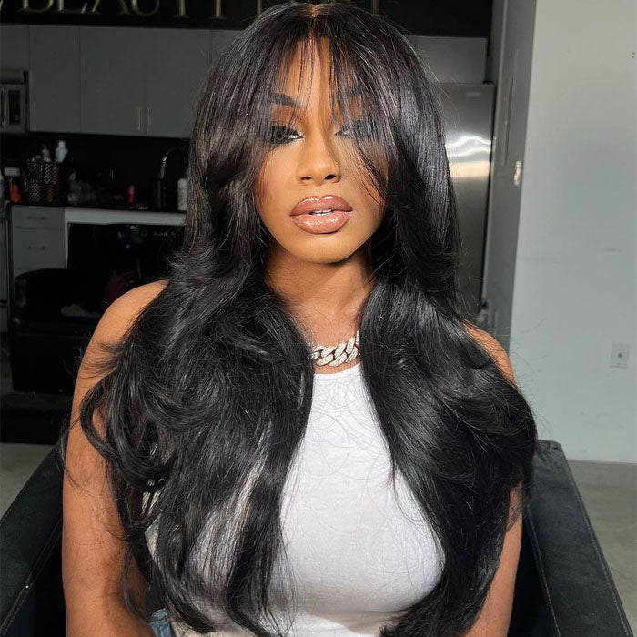 body wave wig with bangs