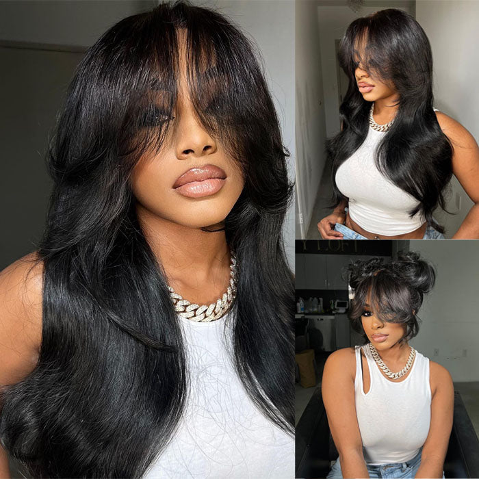 body wave wigs with bangs
