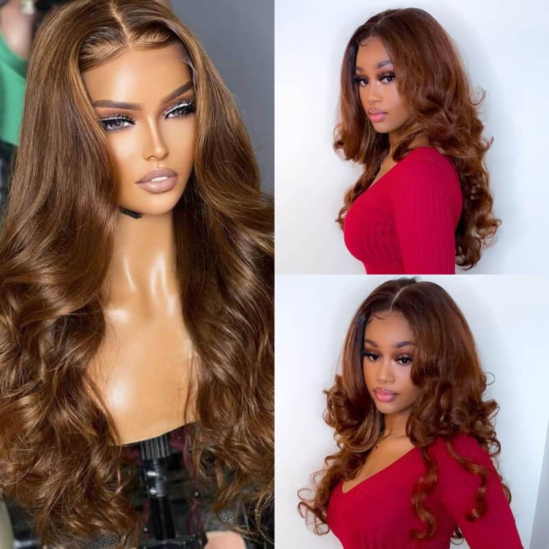hd lace closure color chololate brown glueless wig