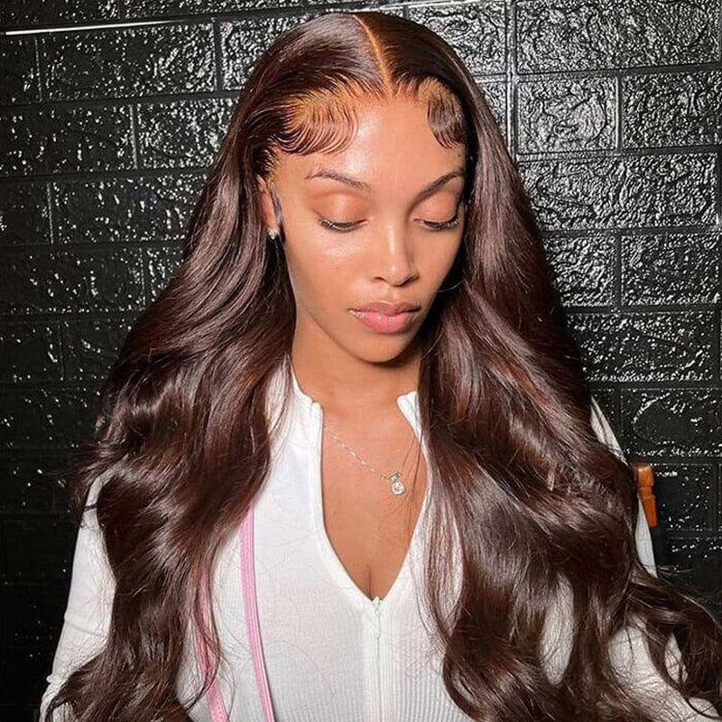 glueless hd lace closure colored chololate brown wig