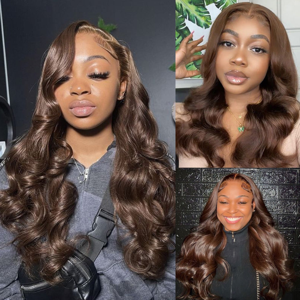 hd lace closure colored chololate brown glueless wigs