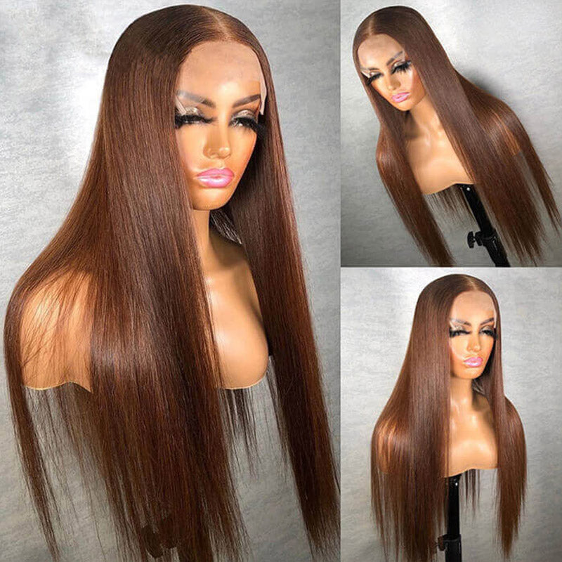 hd lace wigs chololate brown straight hair