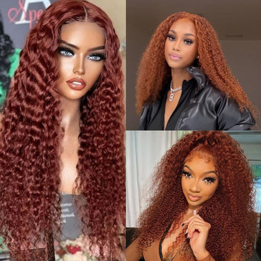 4x4 Lace Closure Jerry Curly Reddish Brown Wig