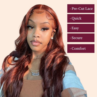 33B Auburn Body Wave 4x4 Lace Closure Wigs