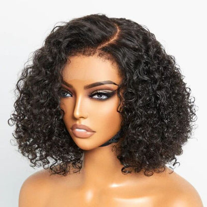 4C Curly Edges 13x4 Lace Front Bob Wigs Short Curly 4x4 HD Lace Wigs Ready-to-wear