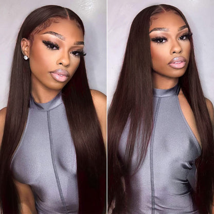 dark brown straight hd lace front wigs