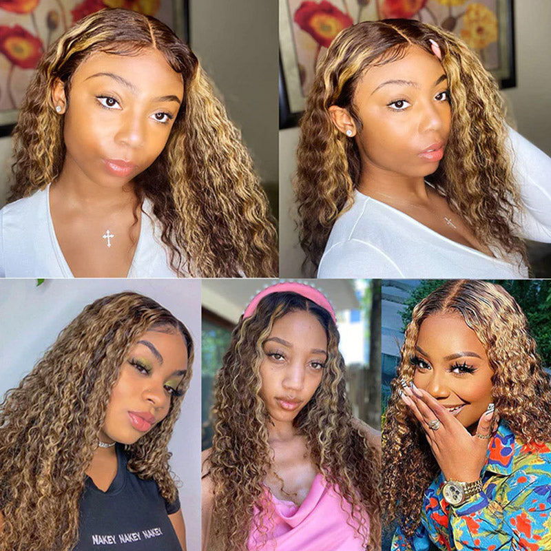 lace front wigs deep wave highlight hair