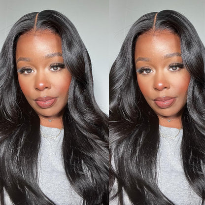 Full Lace Wigs Body Wave HD Lace Free Parting Half Up Half Down Wig Pre-Bleached 230% Density