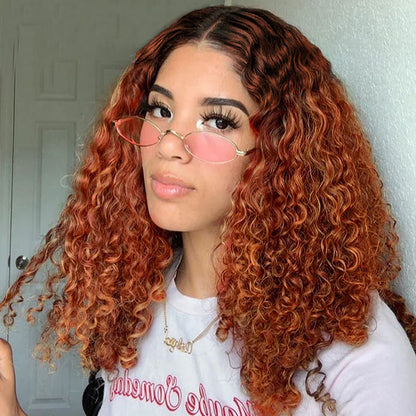 jerry curly ginger color hd lace bob wig