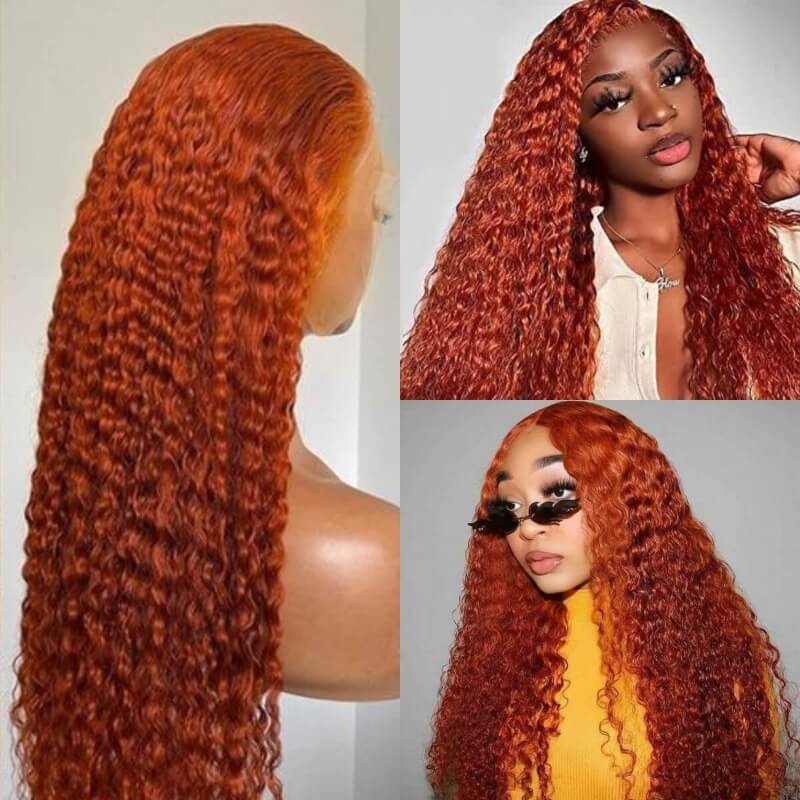 ginger color jerry curly wig