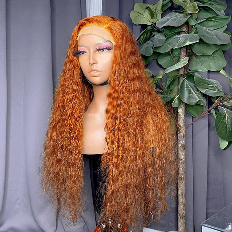 ginger color water wave lace front wig