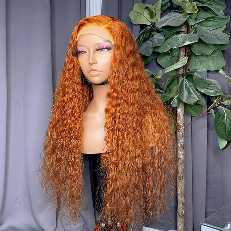 ginger color water wave lace front wig