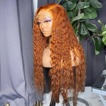 ginger colored water wave lace wigs