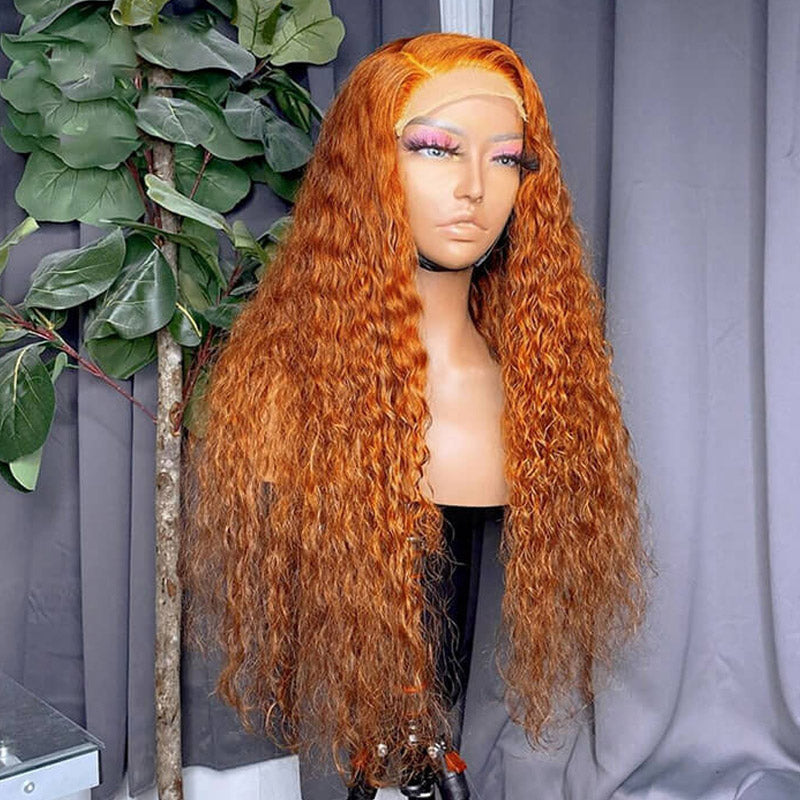 ginger colored water wave lace wig