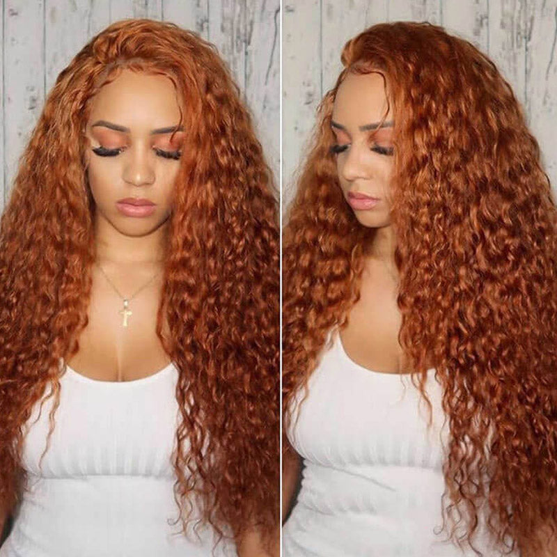 ginger color water wave lace wig