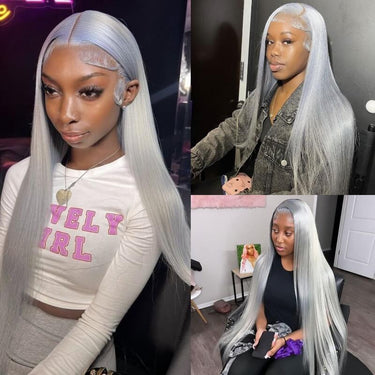 Grey 13x4 HD Lace Wigs With Baby Hair