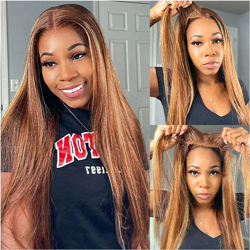 highlight straight lace frontal wig