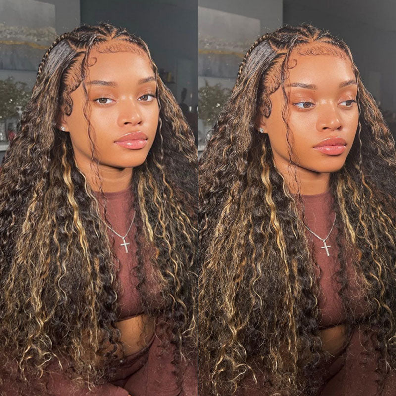 hd lace water wave highlight wig