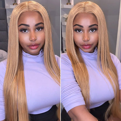 straight hd lace honey blonde wig