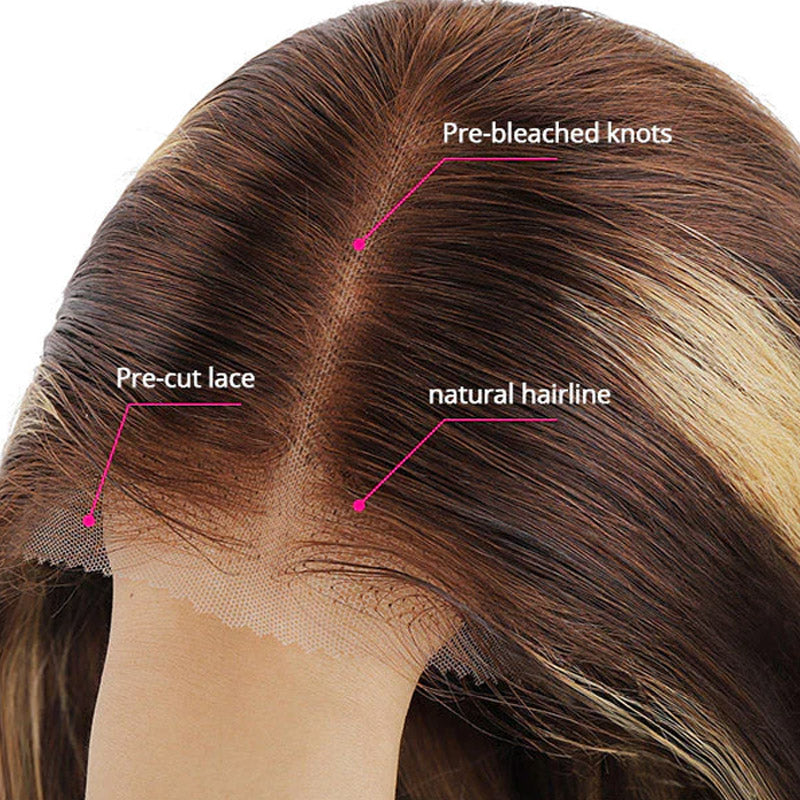 straight honey blonde lace closure wig pre cut lace