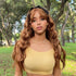 honey blonde body wave wig with bangs