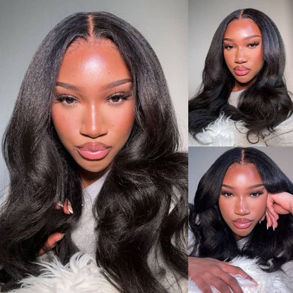 kinky straight 5x5 lace closure wigs
