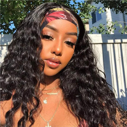 YMY Hair Headband Loose Wave Human Hair Wigs