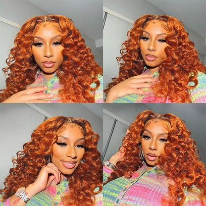 YMY Sunrise Orange 13X4 Lace Frontal Wigs Loose Wave Hair Colored Wigs
