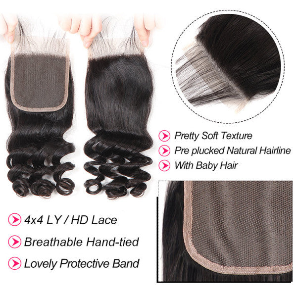 Loose Wave Free Part HD Lace Closure Realistic Natural Hair