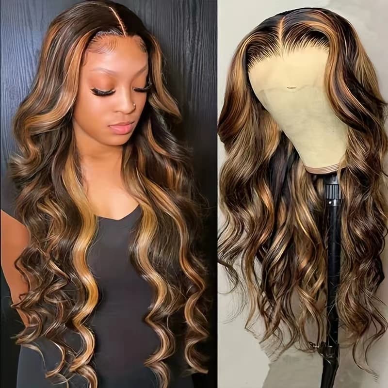 1B/30 Highlight New Tech Upgrade Glueless 360 HD Lace Wigs With Invisi-Strap Snug Fit Pre Plucked Lace Parting Anywhere