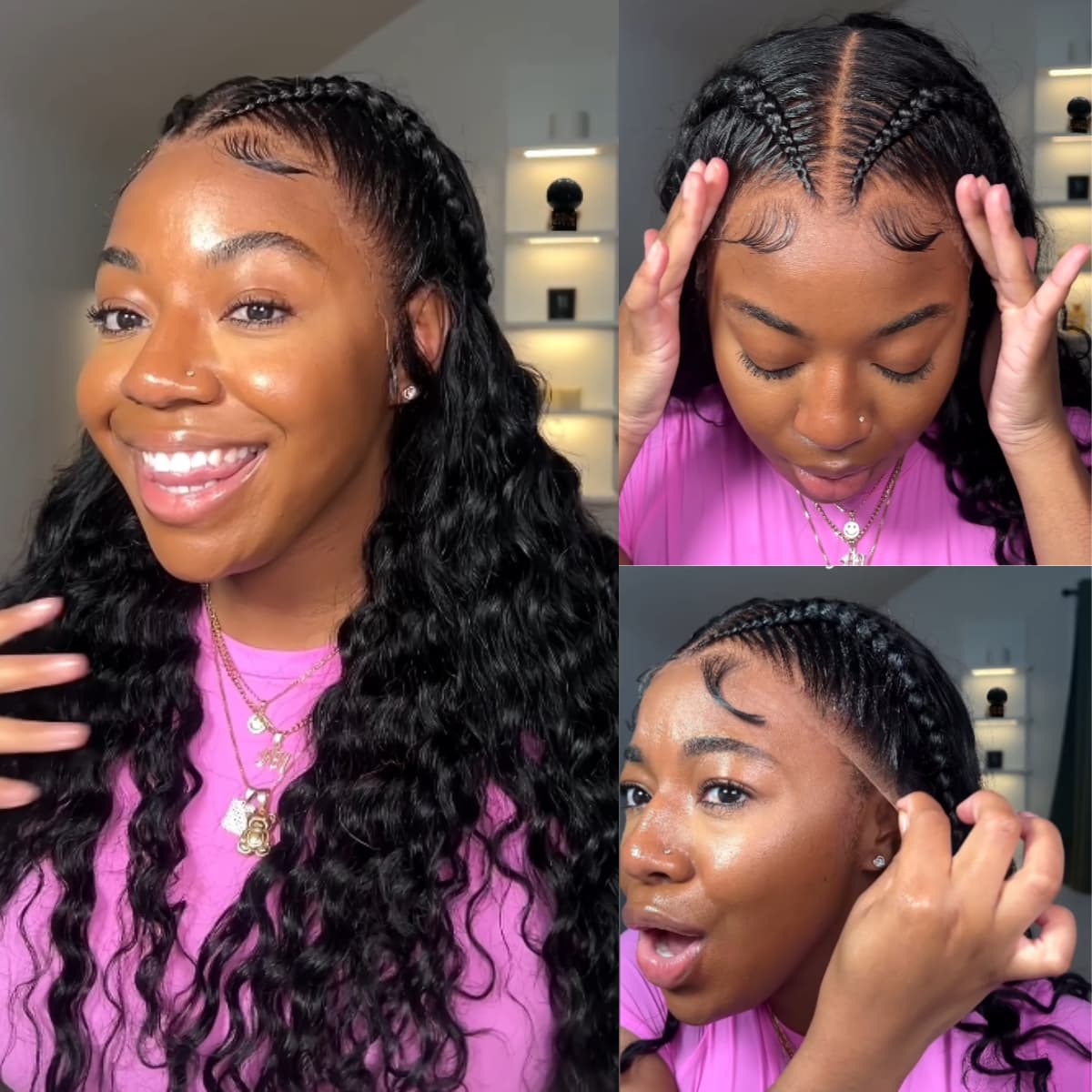 Pre Styled Pre Braided Wig Glueless 13x4 HD Lace Front Human Hair Wig Pre Plucked Natural Hairline