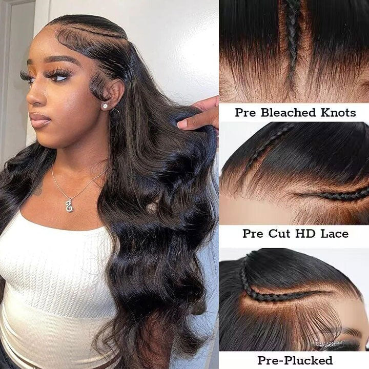 Pre Styled Pre Braided Wig Glueless 13x4 HD Lace Front Human Hair Wig Pre Plucked Natural Hairline